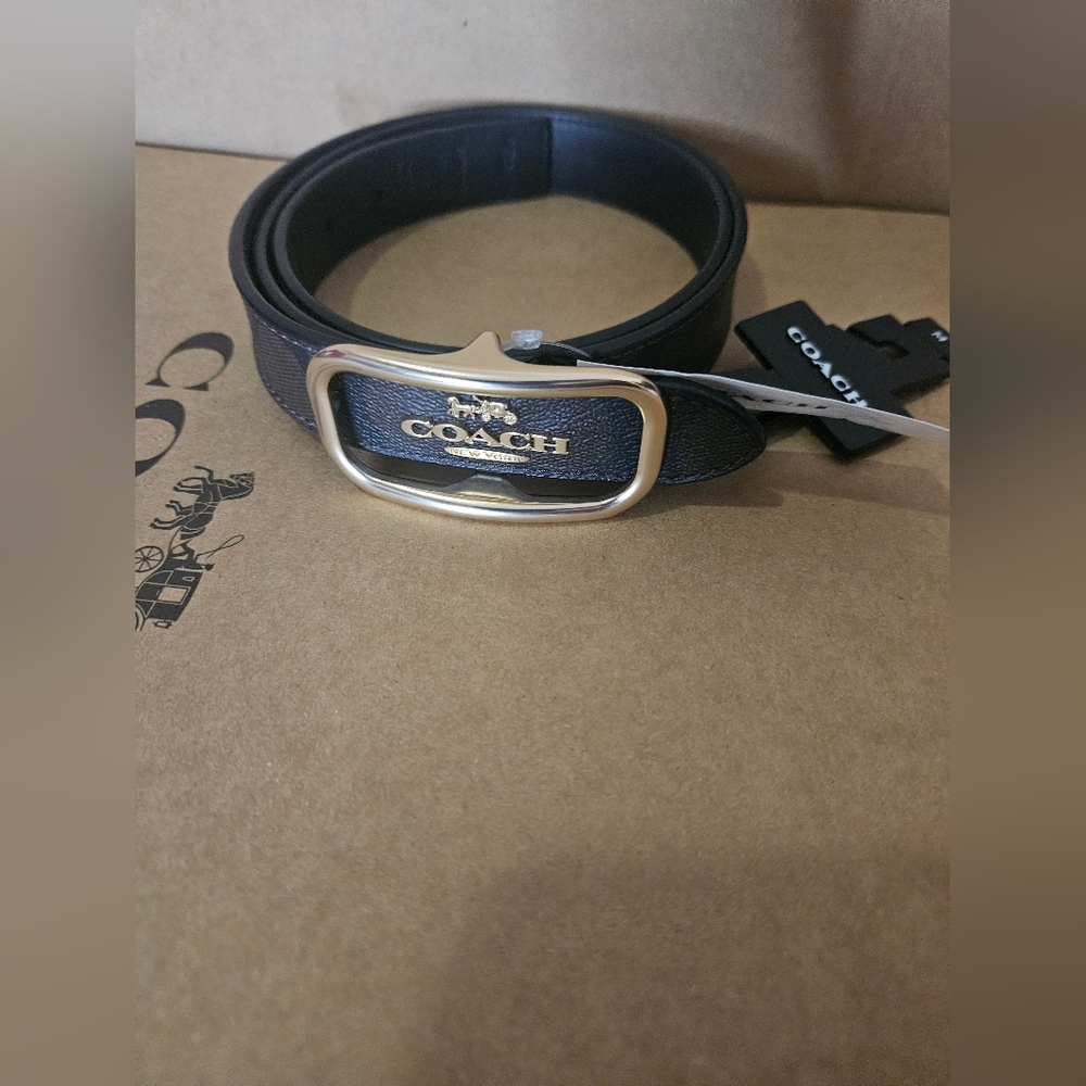 NWT Coach Women's Morgan Rectangle Buckle Belt  Size MnCE971 Brown/Black - Picture 6 of 9